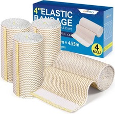 12 Rolls Cotton Elastic Bandage 4''x15ft Hook and Loop Closure Compression Wrap