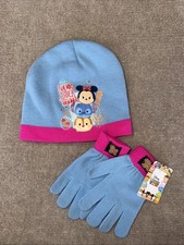 NWT Disney Tsum Tsum Minnie Mouse Stitch Girl Winter Beanie Ski Hat Gloves Set