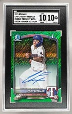 Cody Freeman 2025 Bowman Chrome Green Shimmer Auto 1st RC /99 SGC 10/10