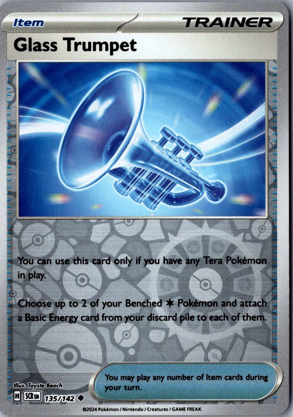 Glass Trumpet Reverse Holo 135/142 Uncommon SV07: Stellar Crown LP Pokemon Card