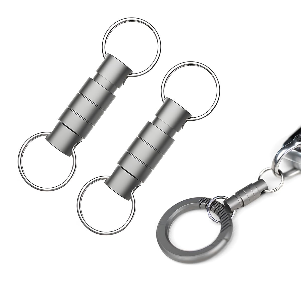 2 PCS Titanium Quick Release Swivel Keychain, Detachable Pull Apart Swivel Key