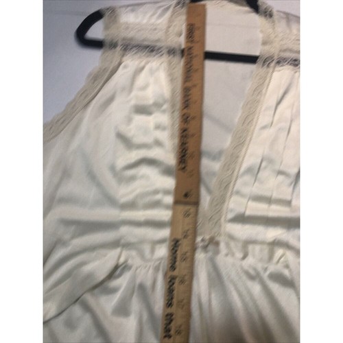 Camicia da notte lunga vintage cravatta schiena spazzata intera scollo a V corpetto pizzo XL - Foto 6 di 8