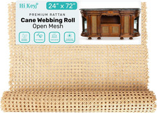 Open Mesh Rattan Cane Webbing Roll 24" X 72" Natural Rattan Sheet for Chair Ca
