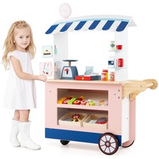 Kids Snacks  Sweets Food Cart Kids Toy Cart Play Set w/ 30 PCS Accessories