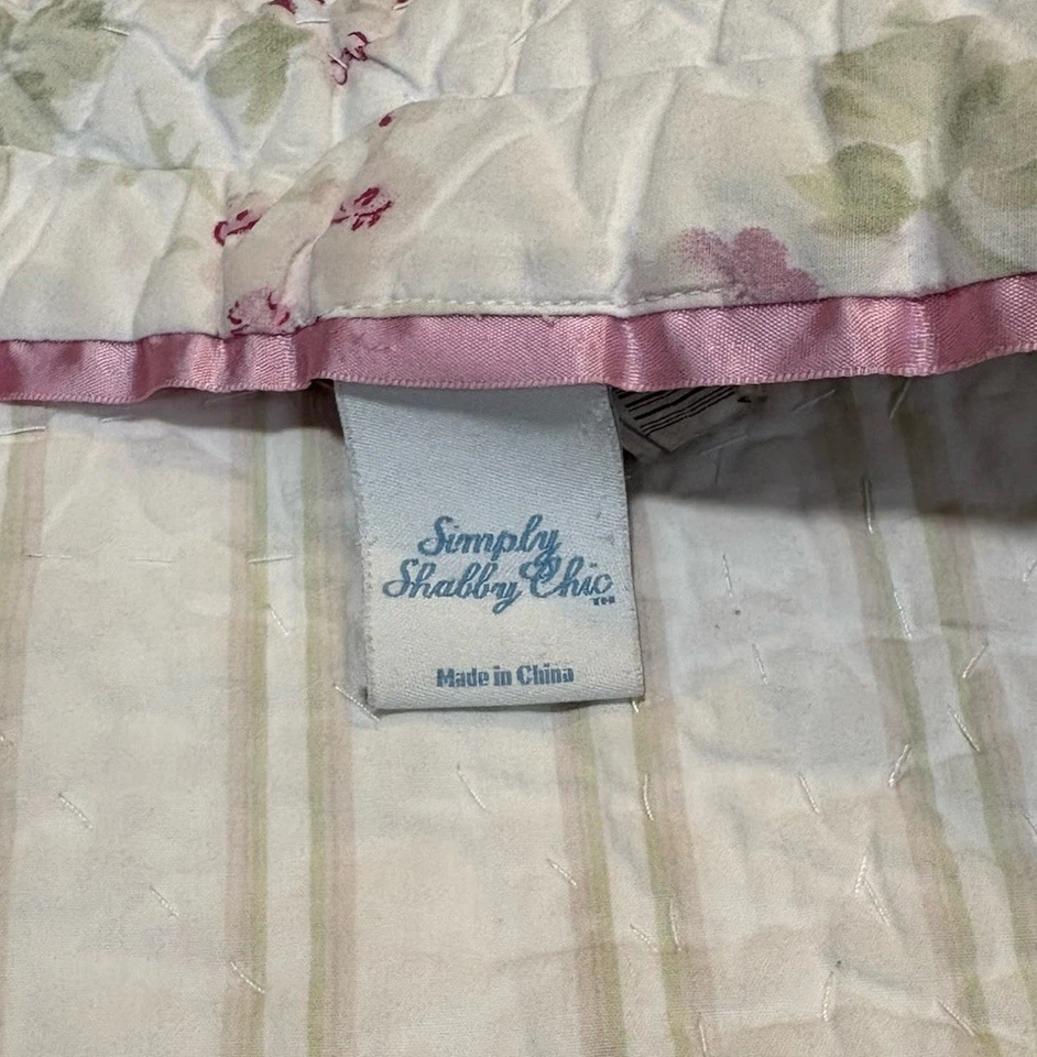 Edredón Simply Shabby Chic Doble Floral Bordado Rosa Rayas 61x82 Foto 4 de 4