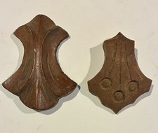 Two Antique Carved Wooden Furniture Accent Pieces, ~ up to 3.5”x4.5”x7/8” thick
