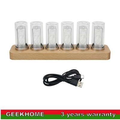 6-Digit LED Glow Tube Alarm Solid Wood Nixie Tube Alarm Clock Assembled gh34