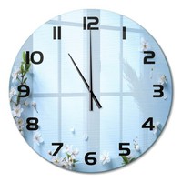 Wanduhr Glasuhr Aus Glas KirschblüTen-Hintergrund Schwarze Zeiger Fi60 Cm