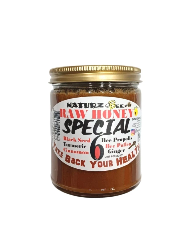 RAW HONEY & GINGER-TURMERIC-CINNAMON-BLACK SEED-PROPOLIS-POLLEN 12oz BLACKSEED - Image 3 of 4
