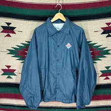 Vintage 80s Navy Baseball Coach Jacket - Men's Medium - Lined - Embroidered Logo