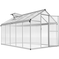 Outsunny 10x6ft Aluminium Greenhouse with/ Door Window Galvanised Base PC Panel