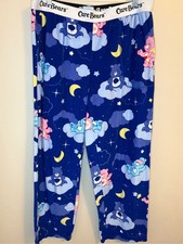 Care Bears Pajama Pants Large 12/14 Blue Fleece Lounge Sleep