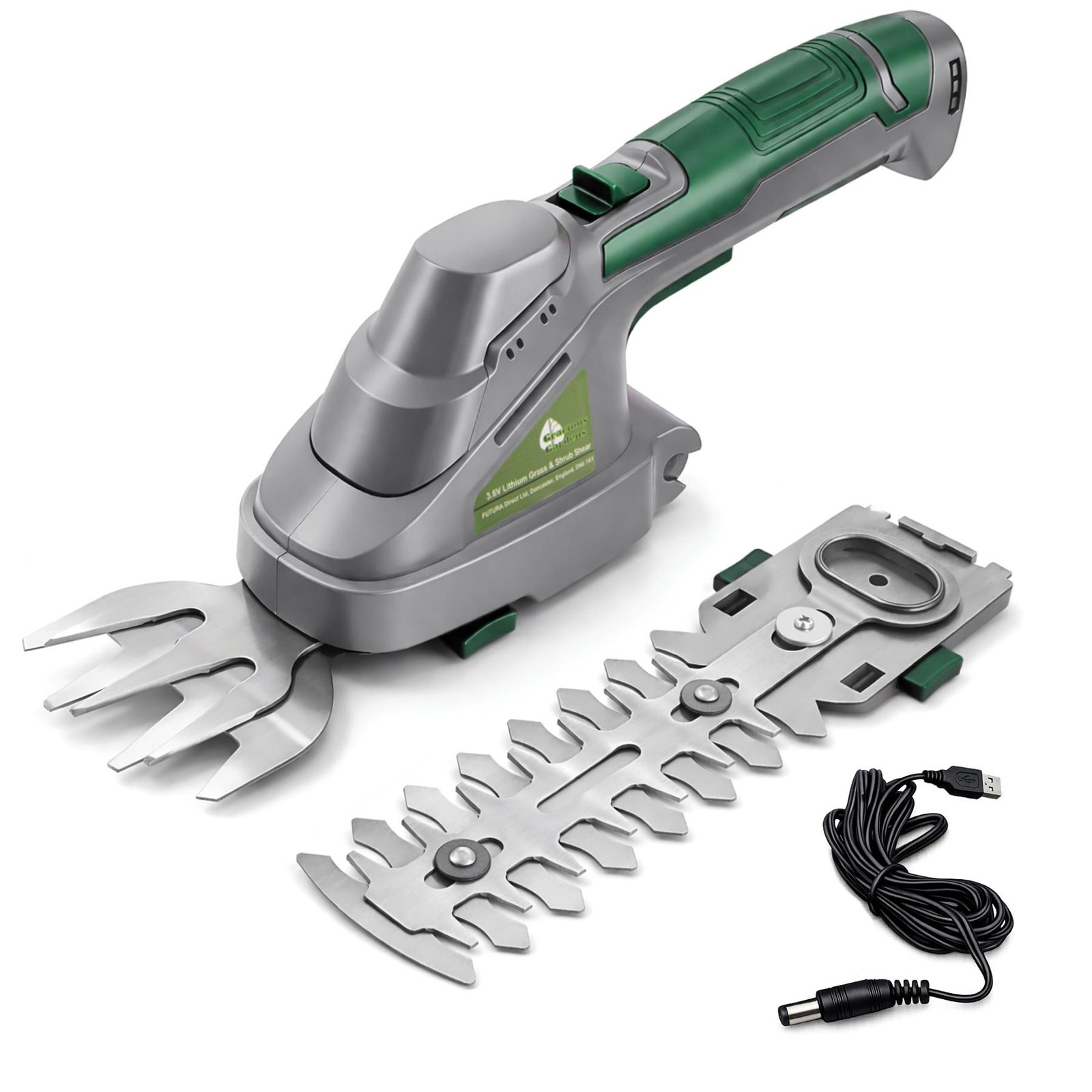 Gracious Gardens 2 IN 1 3.6V Cordless Hedge Trimmer Shear Built in Lithium Ion Battery, Hand Held Hedge Trimmer Cordless Hedge Cutter, with 2 Switchable Blades for Shrub, Garden, Grass and Pruning - Image 2