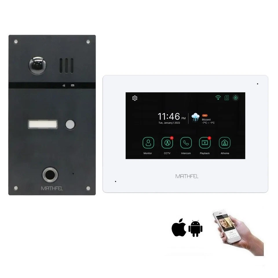 Intercomunicador de puerta MATHFEL 4 hilos huella digital 170 grados resolución HD, WIFI - Imagen 2 de 4