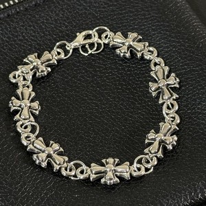 Solid Stainless Steel Gothic Cross Bracelet Silver Punk Retro 8 Inches