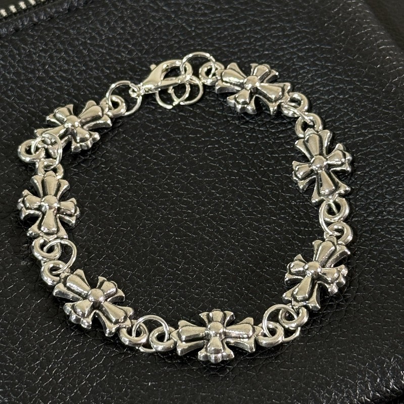 Solid Stainless Steel Gothic Cross Bracelet Silver Punk Retro 8 Inches