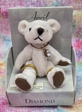 Retro Russ Berrie Bear Mini Month April Birthstone Diamond New In Box 3