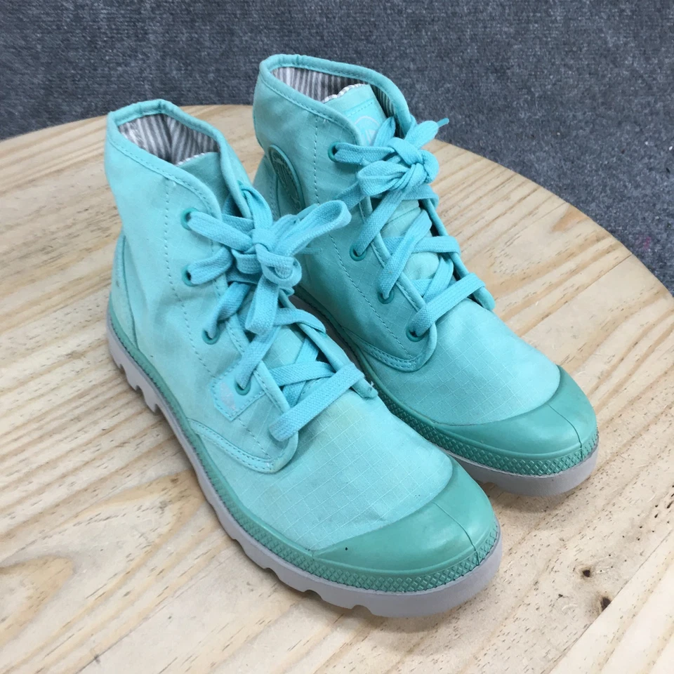Palladium Boots Womens 8.5 Pampa Hi Combat Teal Canvas Lace Up Casual 92667457 - Image 3 of 4