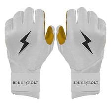 Bruce Bolt Premium Pro Youth Medium Long Cuff Batting Gloves White Gold SOLD OUT