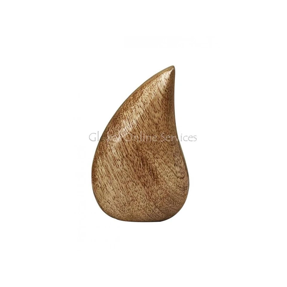 Beau Petit Poli en Bois Larme Souvenir Urne pour Humain Ashes - Photo 3/3