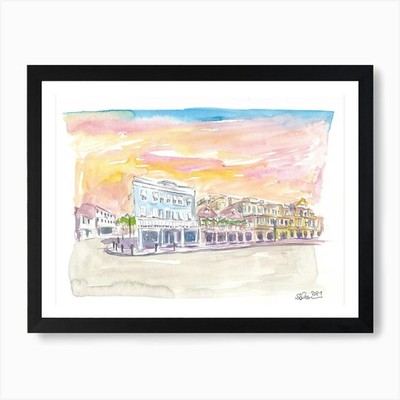 Queen St Szene in Hamilton Bermuda Gerahmtes Wandbild Poster Leinwanddruck Bild