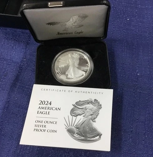 2024-S Proof $1 American Silver Eagle Coin with Box, OGP & COA