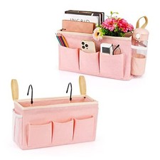 Bedside Caddy Bedside Organizer Bedside Storage Caddy with Fixed 2pcs Pink