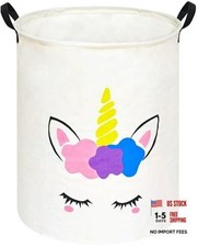 Round Laundry Basket Storage Bins Nursery Hamper Gift Baskets Flower unicorn