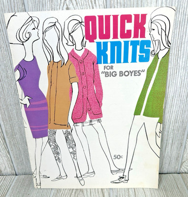 Boye Needle Co. Quick Knits for Big Boyes Knitting Patterns Vintage 1967 USA
