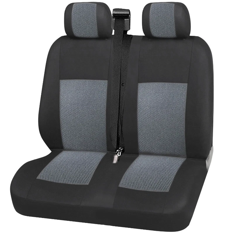 Citroen Jumper Jumpy Housses de Siège Avant 2+1 Tissu Respirant Luxe Noir Gris - Photo 4/4