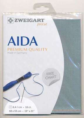 AIDA Zweigart Precute 16 ct. Aida 3251 Farbe 594 nebelblau, Zählstoff für Kreuzs