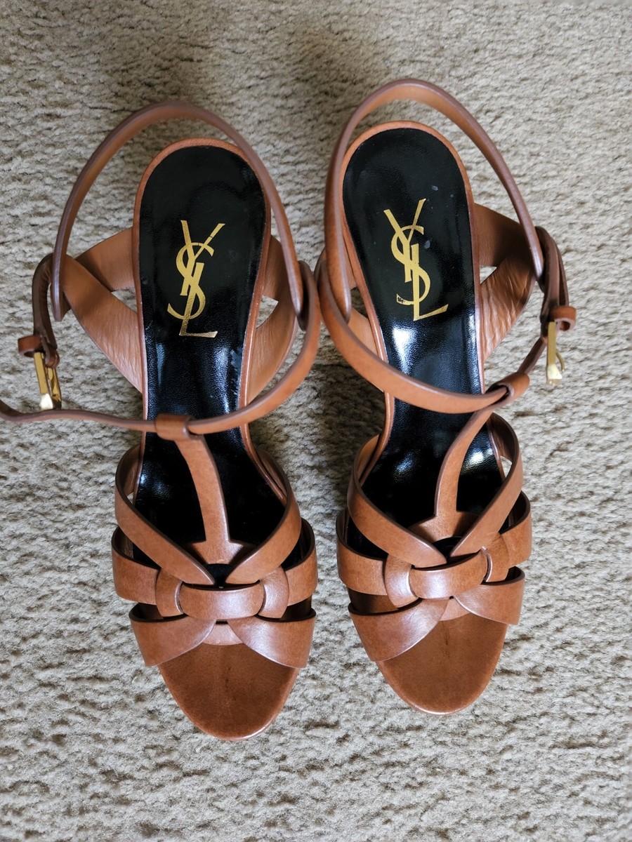 SAINT LAURENT サンローラン トリビュート レザー サンダル 40 トリビュート プラットフォームサンダル（パテントレザー