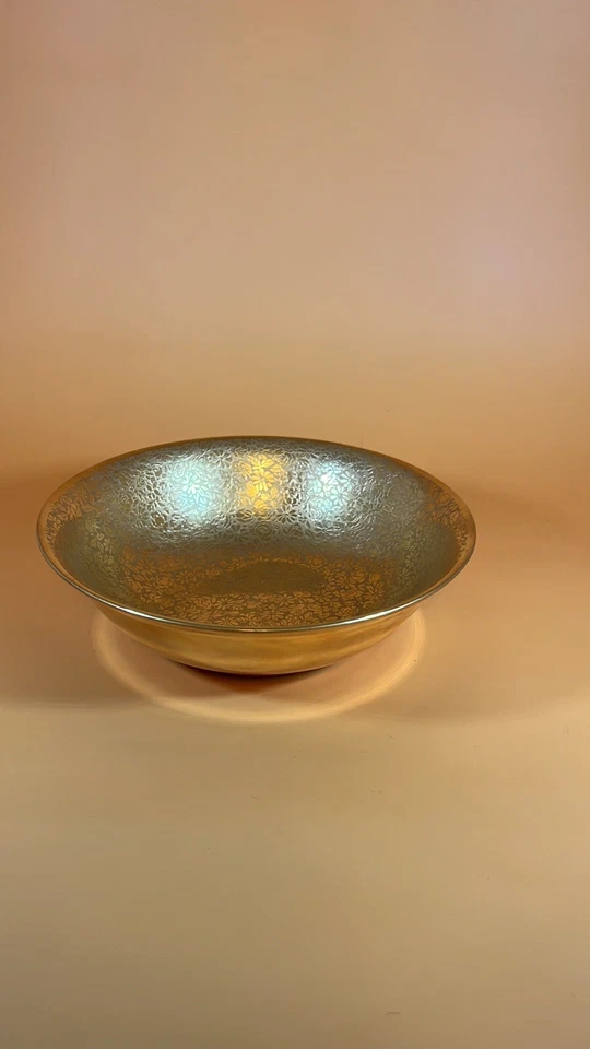 Cuenco de porcelana bávaro 22K dorado Hutchenreuther pintado a mano decoración del hogar vintage Foto 2 de 4