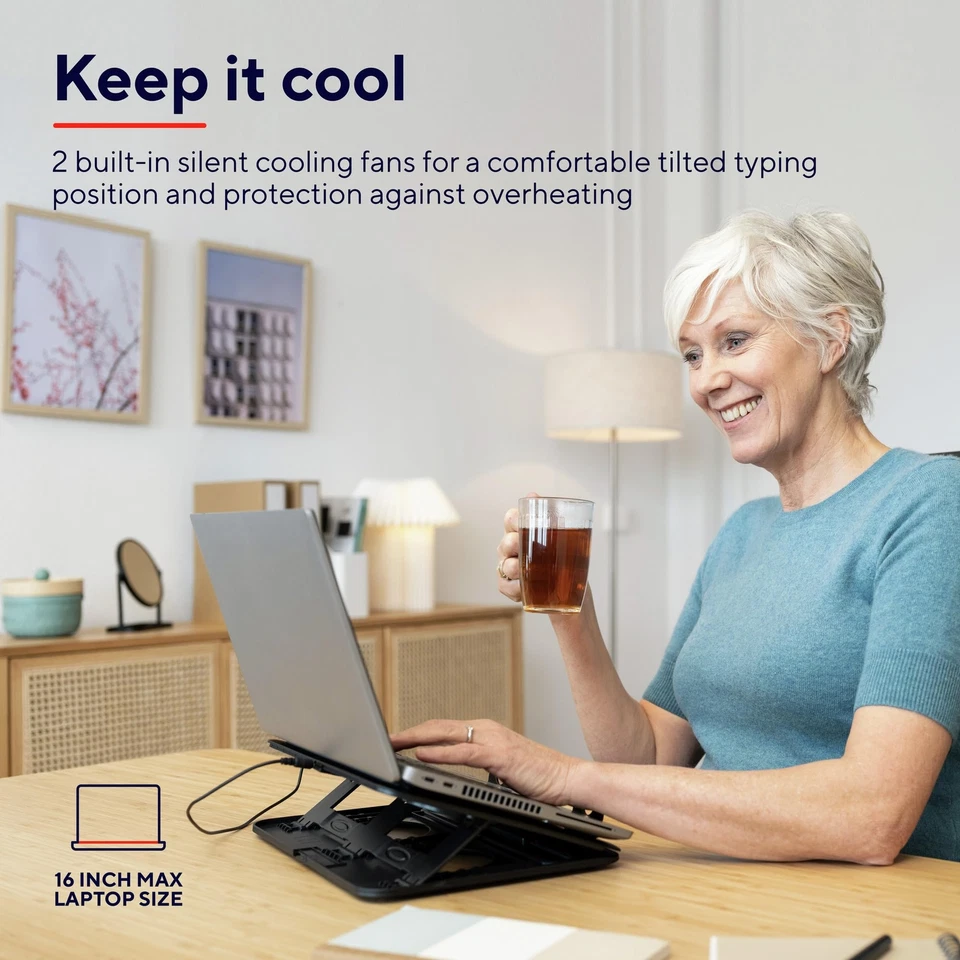 Cyclone Laptop-Kühler Ständer für 16 Zoll Laptops 8 Verstellbare Stufen Noteb... - Bild 2 von 4