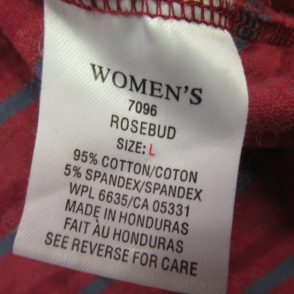 Camisa Woolrich Mujer Grande Manga Larga Cuello Alto Rayas Ligera Roja Foto 4 de 4