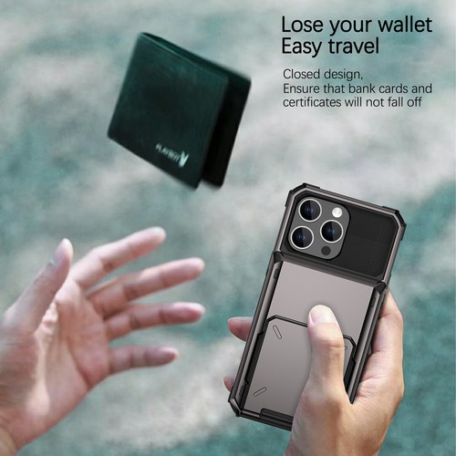 For iPhone 15 14 13 12 11 XR XS 7 8+ Hybrid Card Slot PC Holder 3 in 1 Back Case - Picture 9 of 18