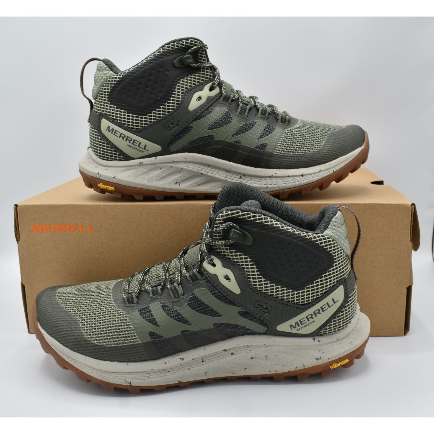 Scarpe da corsa Merrell donna taglia 11 Antora 3 Mid lichen impermeabili trail escursionismo