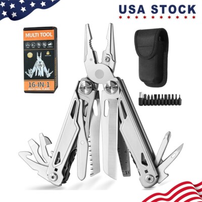 Multitool Pliers Pocket Knife Camping Hiking Gear Multitool Knife 16-in-1 Multi