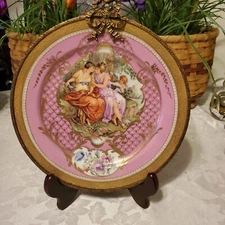 VINTAGE FRENCH*PL*LIMOGES PLATE BRONZE FRAME*