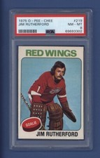 1975-76 OPC O-Pee-Chee #219 JIM RUTHERFORD PSA 8 NM-MT Detroit Red Wings *GOALIE