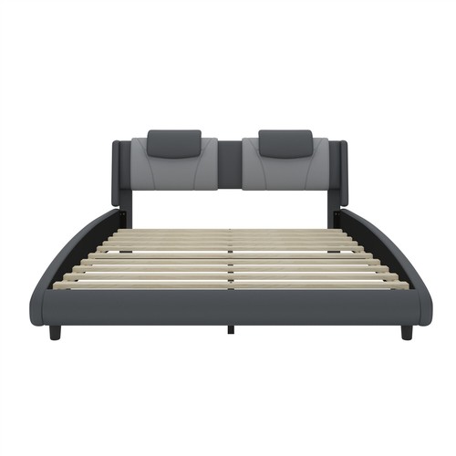 Full/Queen/King Size Bed Frame Upholstered Platform Bed w/ Adjustable Headboard - Picture 40 of 49