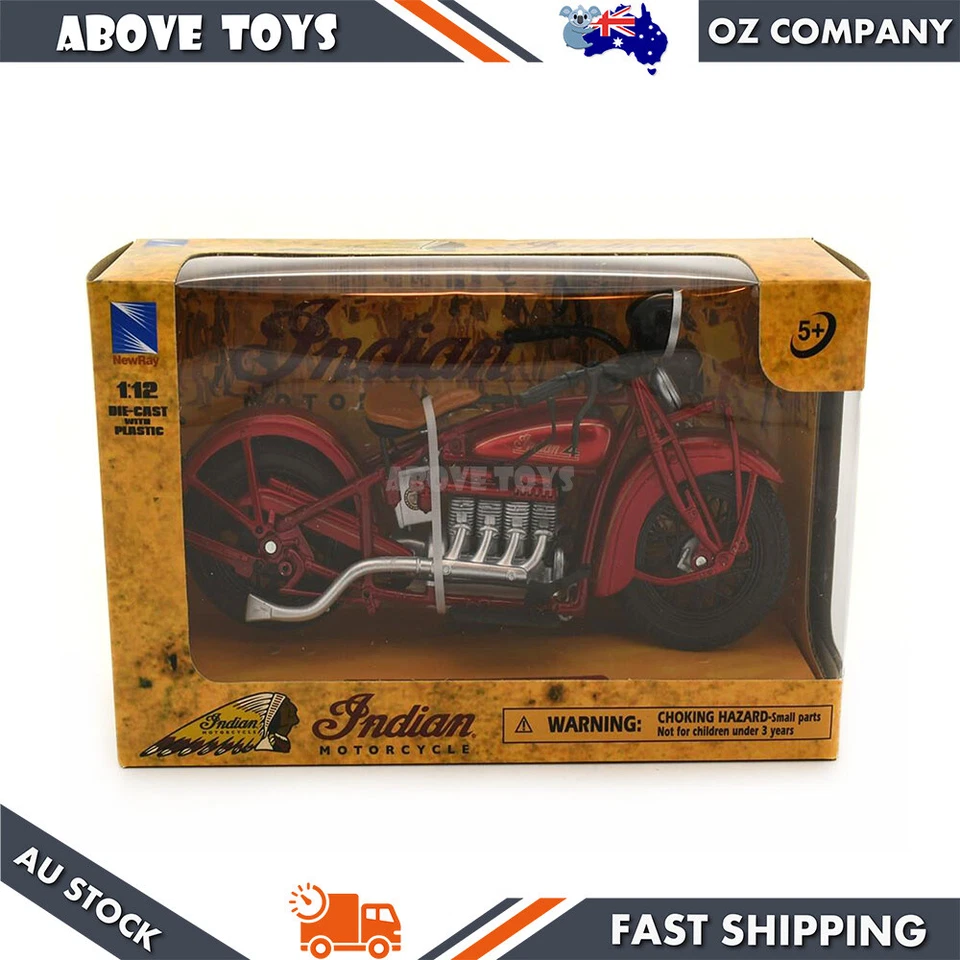 Newray 1:12 Scale 1930 Indian Four Burgendy Diecast Motorcycle Model Toy - Image 2 of 3