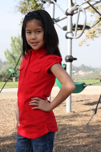 TOPPY-T GIRL SCHOOL UNIFORM KNIT POLO POCKETS white, black, blue, yellow, red - Picture 15 of 16