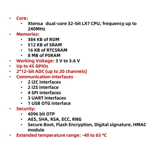ESP32-S3 ROOM CAM Development Board WiFi Bluetooth Module Onboard ESP32-S3-1546- - Bild 9 von 11