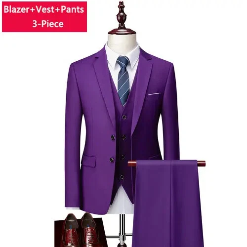 ( Sakko + Weste + Hose ) Boutique Herren Anzug 3-teiliges Set Bräutigam Brautkleid - Bild 15 von 52