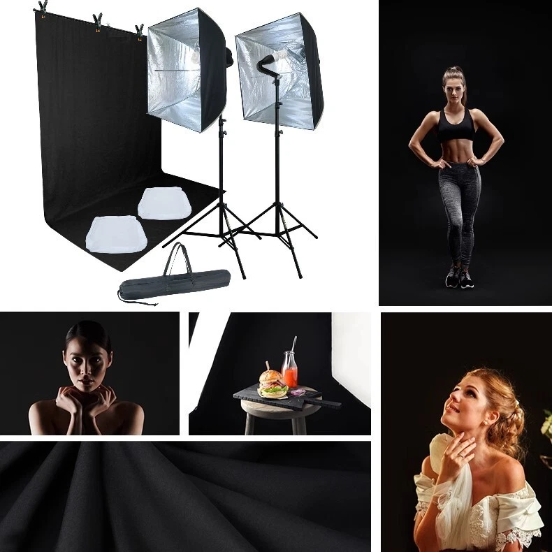 Linco Studio Lighting Light Video Photo Softbox Photography Kit Backdrop Muslin - Image 2 of 4