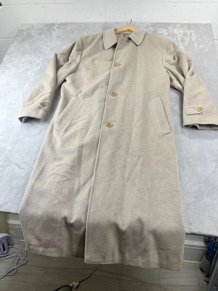 Canali Proposta Oatmeal Long Overcoat Jacket Sz 50R Wool Cashgora  Made in ITALY - Image 2 of 4