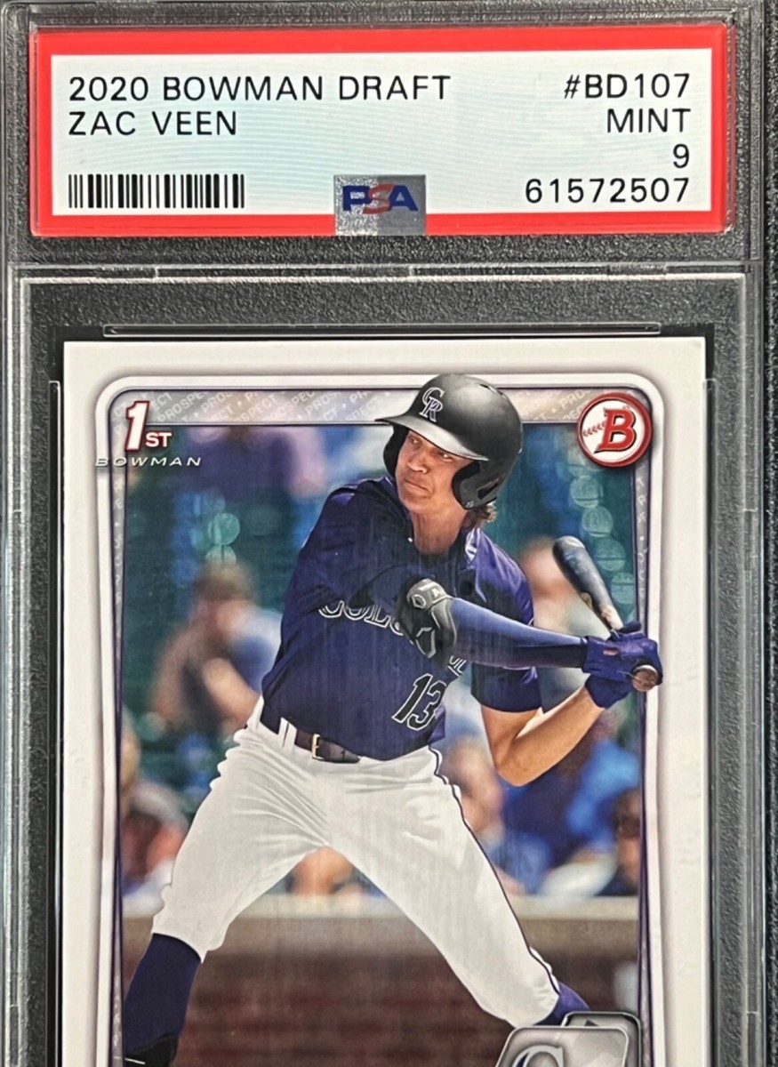 Zac Veen 1st Bowman PSA 9 Mint 2020 Bowman Draft #BD107