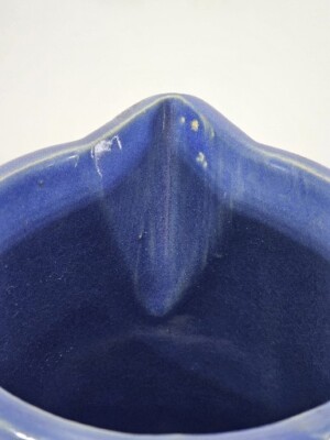 1930'S Blue Stoneware Pitcher Monmouth Pottery Chain Link 5 1/4