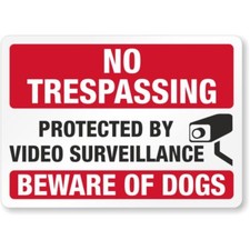 Beware Of Dogs Aluminum Weatherproof 8" x 12" Sign